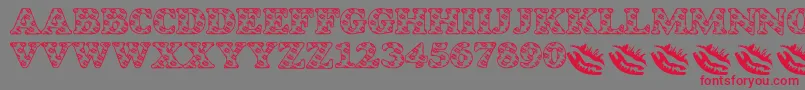 フォントLmsIWantToKissYouAllOver – 赤い文字の灰色の背景