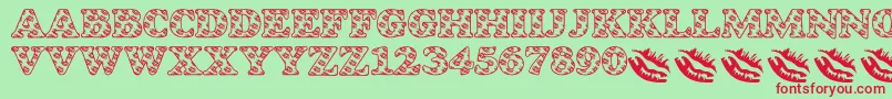 LmsIWantToKissYouAllOver Font – Red Fonts on Green Background