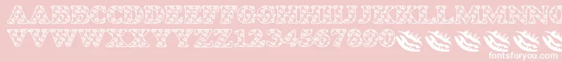 LmsIWantToKissYouAllOver-Schriftart – Weiße Schriften auf rosa Hintergrund