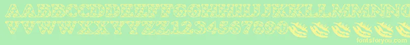 LmsIWantToKissYouAllOver Font – Yellow Fonts on Green Background
