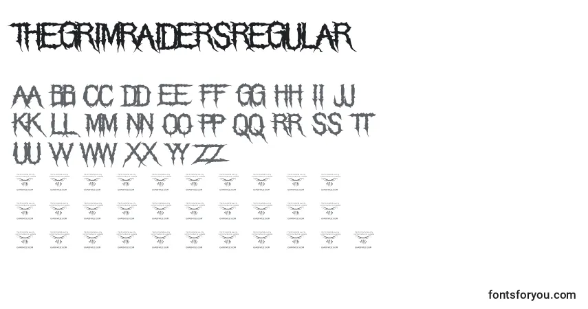 Schriftart ThegrimraidersRegular (79224) – Alphabet, Zahlen, spezielle Symbole