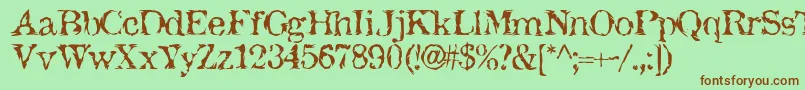 フォントJackTheHipper – 緑の背景に茶色のフォント