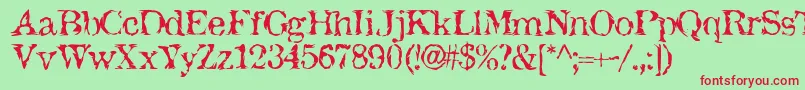 JackTheHipper-fontti – punaiset fontit vihreällä taustalla
