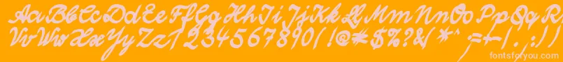WolgastTwoBold-Schriftart – Rosa Schriften auf orangefarbenem Hintergrund