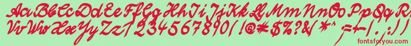 WolgastTwoBold-fontti – punaiset fontit vihreällä taustalla