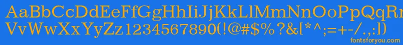フォントClassicSsi – オレンジ色の文字が青い背景にあります。