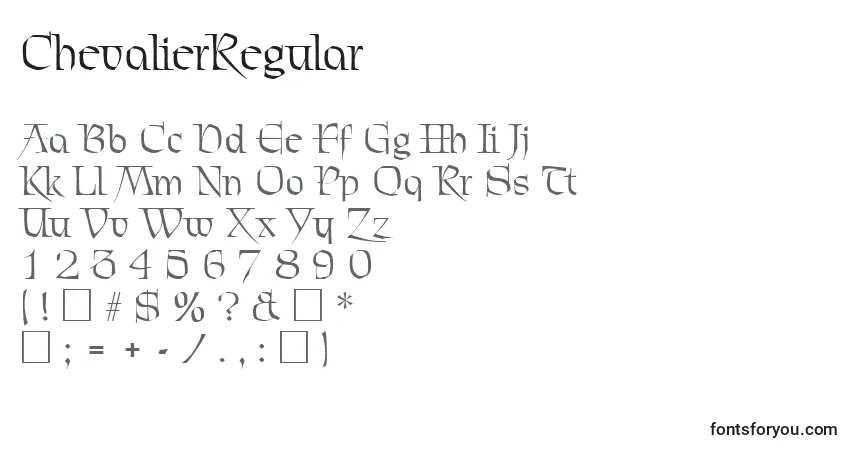 ChevalierRegular-fontti – aakkoset, numerot, erikoismerkit