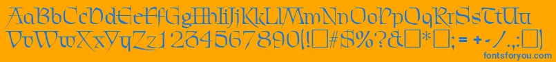 ChevalierRegular-Schriftart – Blaue Schriften auf orangefarbenem Hintergrund