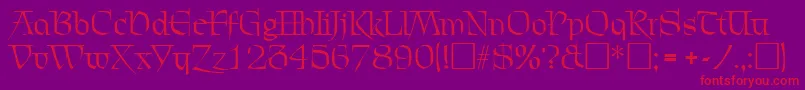 ChevalierRegular-Schriftart – Rote Schriften auf violettem Hintergrund