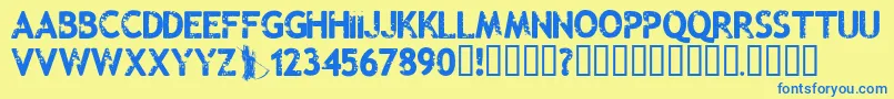 Malevolentz Font – Blue Fonts on Yellow Background