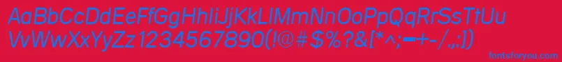 MercedesItalic-Schriftart – Blaue Schriften auf rotem Hintergrund