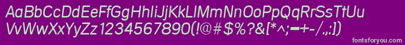 Fonte MercedesItalic – fontes verdes em um fundo violeta