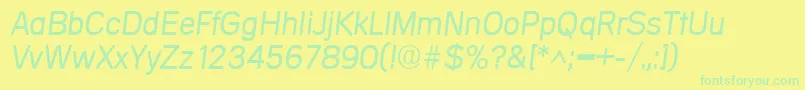MercedesItalic-Schriftart – Grüne Schriften auf gelbem Hintergrund