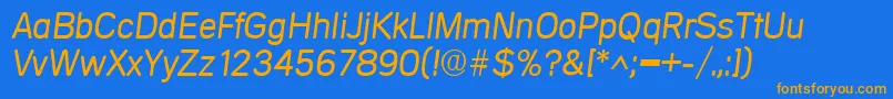 Fonte MercedesItalic – fontes laranjas em um fundo azul