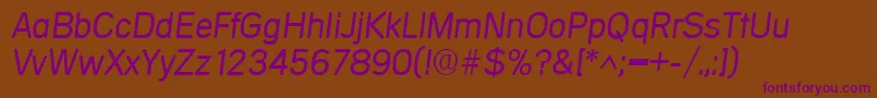 MercedesItalic-Schriftart – Violette Schriften auf braunem Hintergrund