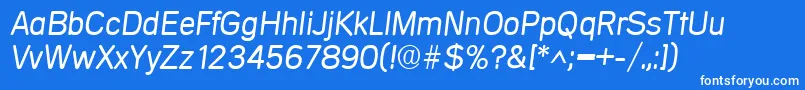 Czcionka MercedesItalic – białe czcionki na niebieskim tle