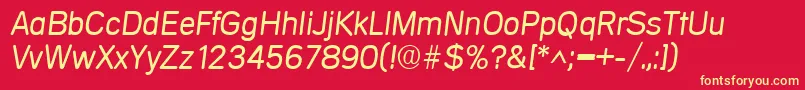 Weitere Informationen zur MercedesItalic-Schriftart MercedesItalic-Schriftart – Gelbe Schriften auf rotem Hintergrund
