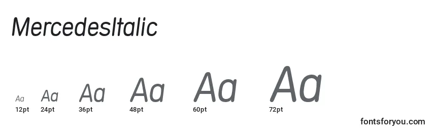 Размеры шрифта MercedesItalic