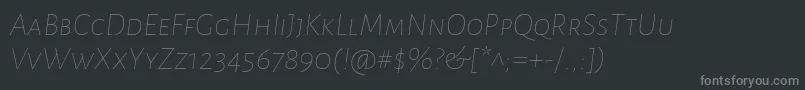 フォントAlegreyasansscThinitalic – 黒い背景に灰色の文字