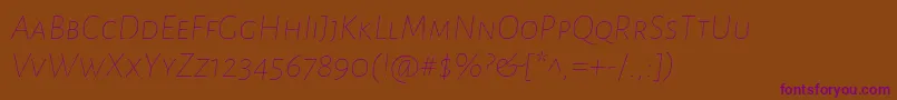 AlegreyasansscThinitalic Font – Purple Fonts on Brown Background