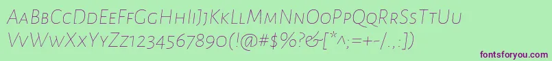 AlegreyasansscThinitalic Font – Purple Fonts on Green Background
