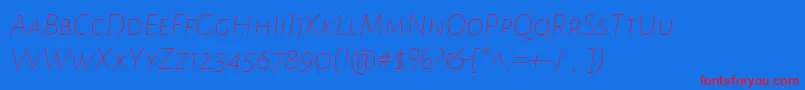 AlegreyasansscThinitalic Font – Red Fonts on Blue Background