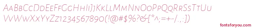 フォントAlegreyasansscThinitalic – 白い背景に赤い文字