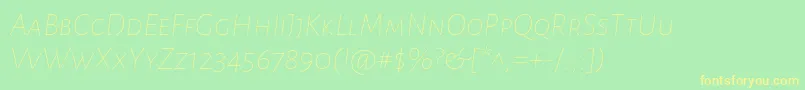 Czcionka AlegreyasansscThinitalic – żółte czcionki na zielonym tle