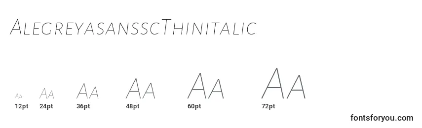 Размеры шрифта AlegreyasansscThinitalic