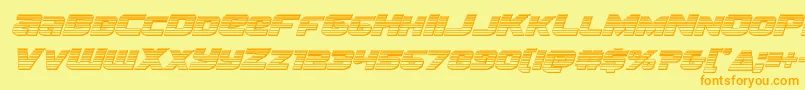 フォントTerranchromeital – オレンジの文字が黄色の背景にあります。