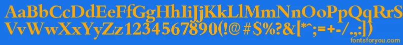 フォントBambergserialBold – オレンジ色の文字が青い背景にあります。