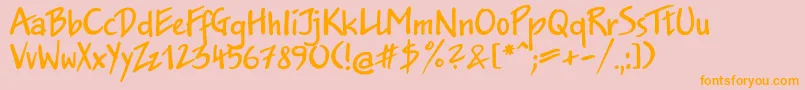 フォントJakobcB – オレンジの文字がピンクの背景にあります。