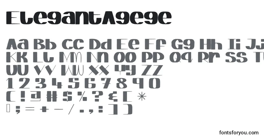 A fonte ElegantAgege – alfabeto, números, caracteres especiais