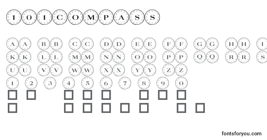 101compass-fontti – aakkoset, numerot, erikoismerkit