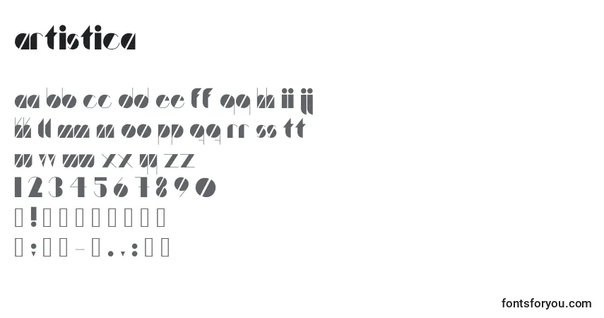 Шрифт Artistica – алфавит, цифры, специальные символы