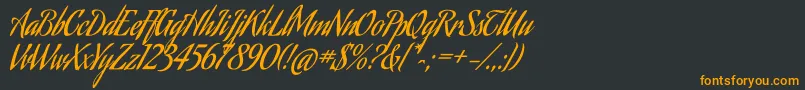 フォントAguafinaScriptRegular – 黒い背景にオレンジの文字