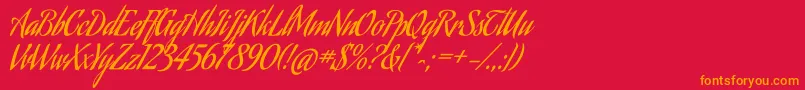 AguafinaScriptRegular Font – Orange Fonts on Red Background