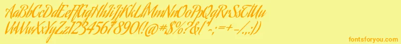 AguafinaScriptRegular Font – Orange Fonts on Yellow Background