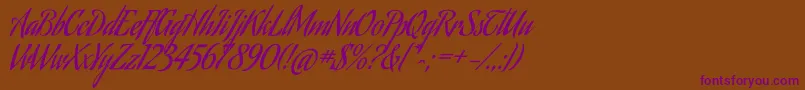 AguafinaScriptRegular-Schriftart – Violette Schriften auf braunem Hintergrund