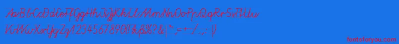 フォントGruenewaldVa1k – 赤い文字の青い背景