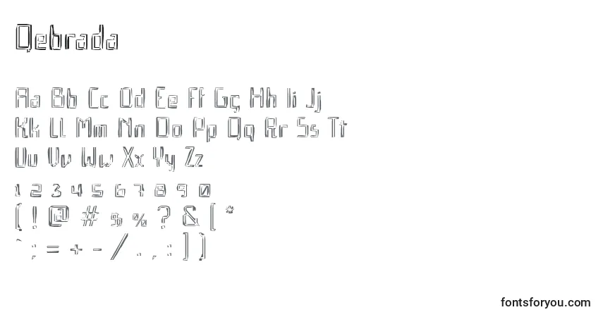 Schriftart Qebrada (79247) – Alphabet, Zahlen, spezielle Symbole