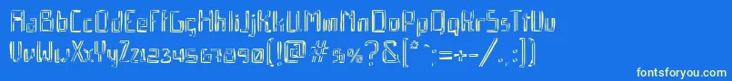 Qebrada-Schriftart – Gelbe Schriften auf blauem Hintergrund