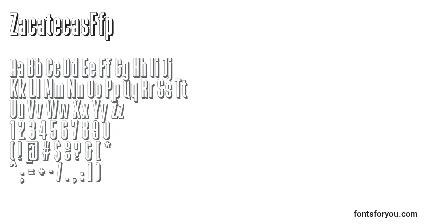 Шрифт ZacatecasFfp – алфавит, цифры, специальные символы