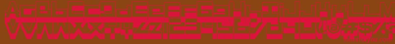 フォントRasegpl ffy – 赤い文字が茶色の背景にあります。