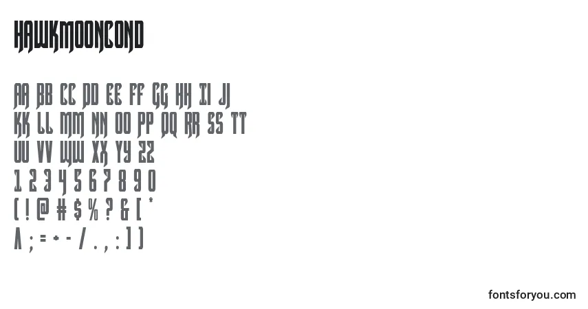 Hawkmooncond-fontti – aakkoset, numerot, erikoismerkit