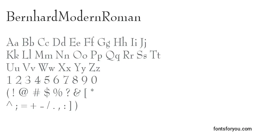 A fonte BernhardModernRoman – alfabeto, números, caracteres especiais