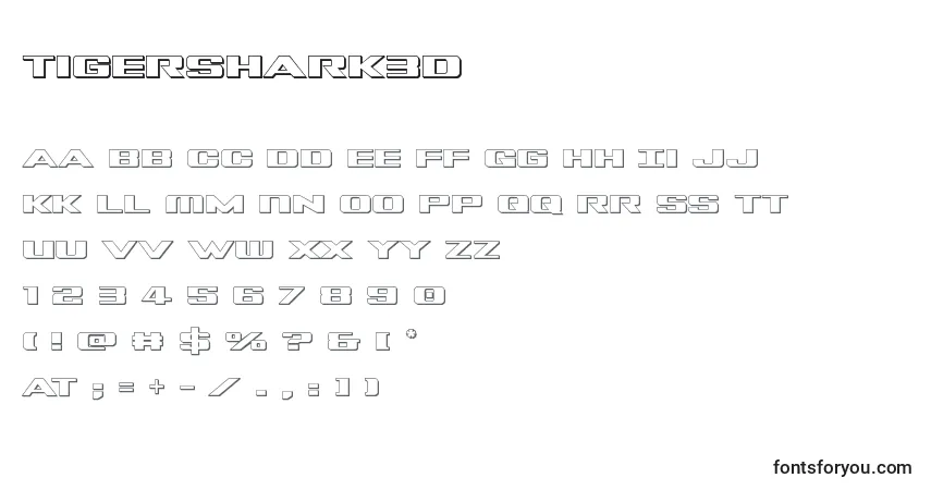 Schriftart Tigershark3D – Alphabet, Zahlen, spezielle Symbole