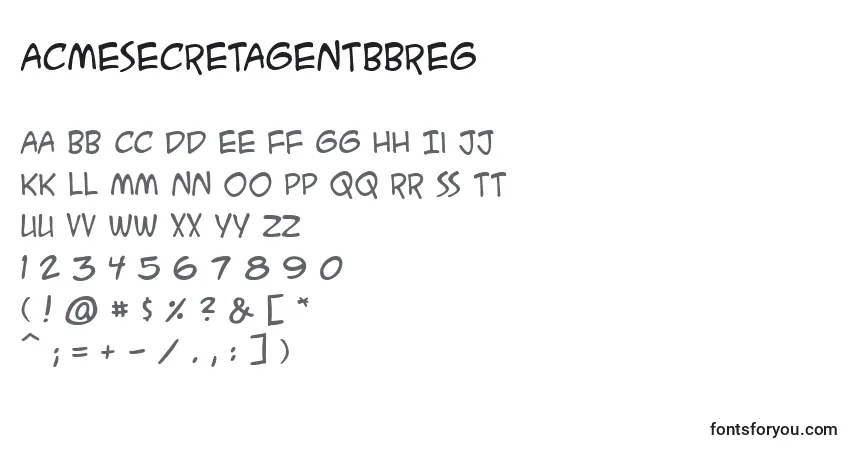 Czcionka AcmesecretagentbbReg – alfabet, cyfry, specjalne znaki
