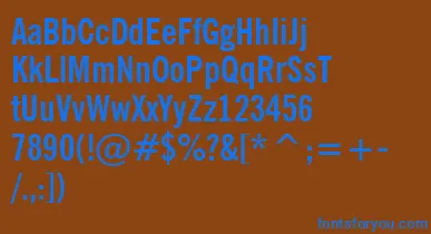 NewsGothicBoldCondensedBt font – Blue Fonts On Brown Background