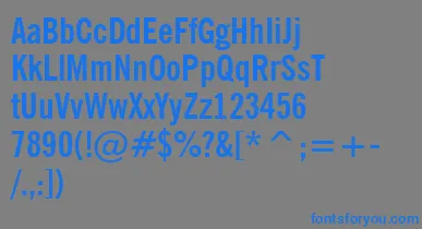 NewsGothicBoldCondensedBt font – Blue Fonts On Gray Background